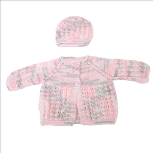 NWT Hand Knit Baby Sweater & Hat Set  0-6 Months